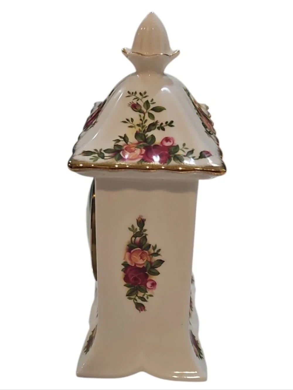 Royal Albert Cream Floral Table Clock with Gold Accents